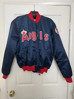 CHAQUETA BOMBER SATINADA DE COLECCIÓN AÑOS 90 MLB CALIFORNIA ANGELS STARTER HECHA EN EE. UU. TALLA L Foto 1 de 4