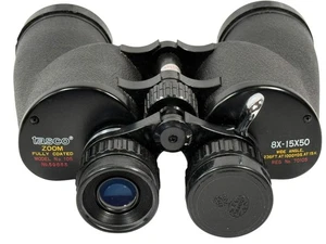 Vintage Tasco Zoom Binoculars No. 5685 – 8x–15x50 Wide Angle w/ Original Case - Picture 1 of 8