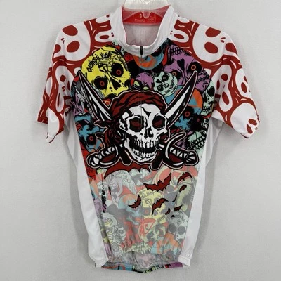 Paladin Pirate Skulls Cycling Jersey Size L Full Zip Dead Men Tell No Tales - Image 1 of 4