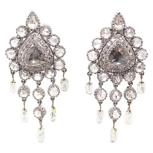 Chandelier-Ohrringe 11,35 kt Rosenschliff & Briolette Diamant 18 Karat Weißgold - Bild 1 von 5