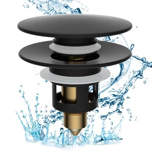 All Metal 2 in 1 Bathroom Sink Stopper, Universal Pop Up Drain Strainer, Bras... - Picture 1 of 9