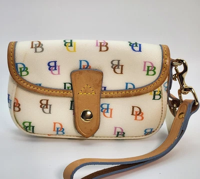 Dooney & Bourke Colorful Rainbow Monogram Logo Wristlet Mini Wallet Bag Purse - Image 1 of 4