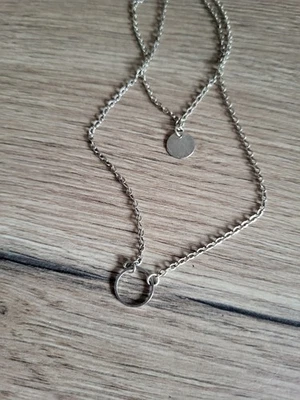 Doppelhalskette Rund Ring Silber Modeschmuck - Bild 1 von 3