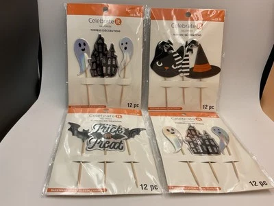 Celebrate It Cupcake Cake Toppers 48pc Cat Witch Ghost Trick Or Treat Halloween - Image 1 of 4