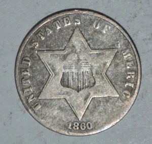 1860 Three (3) Cent Silver {{{6932 - Picture 1 of 3
