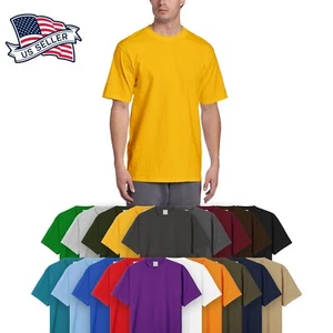 Mens Heavy Cotton T Shirts Blank Solid Supermax Short Sleeve Tee Big and Tall - Picture 1 of 59