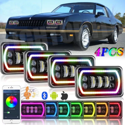 Faros LED RGB Halo 4x6" DRL haz alto/bajo para Chevrolet Monte Carlo 1980-1988 Foto 1 de 4
