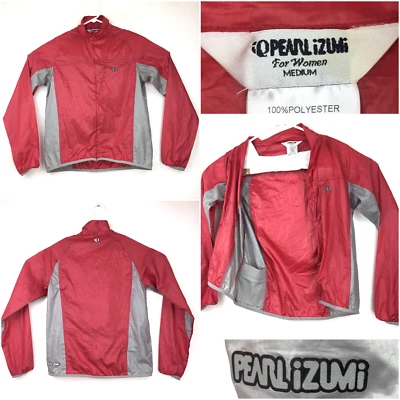 Chaqueta Pearl Izumi Mujer Mediana (36 in Busto) Roja Ligera Embalable Cremallera Completa Foto 1 de 4