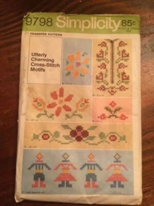 Simplicity PATTERN #9798 CROSS-STITCH Transfer Motifs "new" UNCUT - Picture 1 of 1