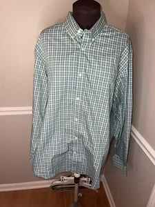 Eddie Bauer Button Down Wrinkle Resistant Relaxed Fit Shirt Men's X-Large Green - Picture 1 of 3