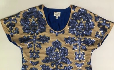 Blusa Neiman Marcus & Tracey Reese Lentejuelas Azul Talla XS Foto 1 de 4