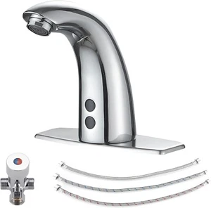 Rubinetto bagno touchless, ponte vivavoce cromato lucido automatico foro singolo - Foto 1 di 10