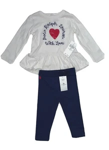Polo Ralph Lauren Baby Girl Legging Sets; Love Heart or Paint Splatter; 12M, NWT - Picture 1 of 8