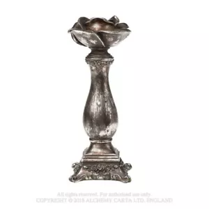 Alchemy Gothic Resin Black Rose Candle Stick 22cm - Picture 1 of 2