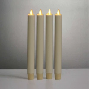 Luminara Flameless LED Tapers Candles Ivory Wax Unscented 8" Set of 4 for Church - Picture 1 of 4
