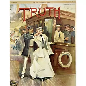 1894 Truth Original Full-Color Magazine Cover Ship Ahoy Walter Granville-Smith - Picture 1 of 2