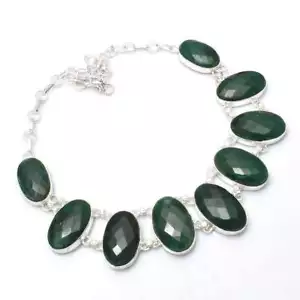Simulierte Smaragd Handgefertigt Edelstein Groß Halskette Schmuck 82 G LV-1274 - Bild 1 von 1