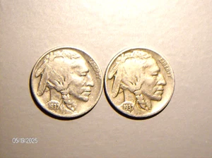 1937-P&S Buffalo Nickels, circulated, Fine details, Full dates E5 - Picture 1 of 2