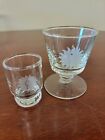 Vintage National Airlines First Class Barware Etched Glass Shot Glass 2 Pieces