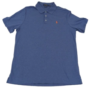 Polo Ralph Lauren Mens Vintage Polo Shirt Large Blue Classic Fit Orange Pony - Picture 1 of 9
