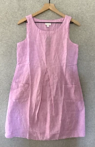 J Jill Dress Womens Small Petite Pink Love Linen Pockets Vacation Preppy NEW - Picture 1 of 10