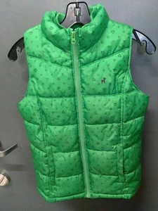 Old Navy Girls Size X Large Green Heart Print Puffer Vest - Picture 1 of 5
