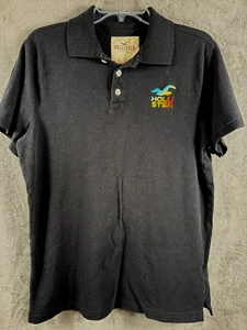 Hollister Herren Hemd schwarz Polo mit Logostickerei Größe L Kurzarm Baumwolle - Bild 1 von 7