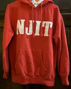 Felpa con cappuccio unisex con licenza NJIT - rosso invecchiato lettere bianche - Foto 1 di 5