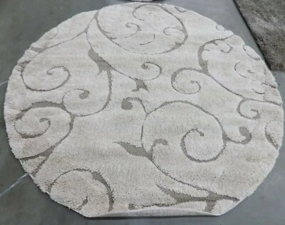 CREAM 6'-7" X 6'-7" Round Stained Rug, Reduced Price 1172601540 SG455-1113-7R - Image 1 of 4