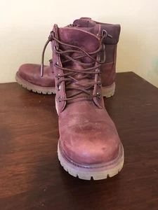 Timberland Women’s Burgundy Suede & Leather Lace Up Boots Size 8 (CON70) - Picture 1 of 8