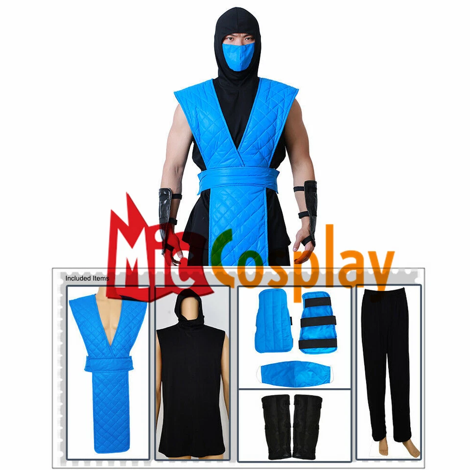 Traje de Lucha Para Hombre Ninja Disfraz de Juegos con disfraces Traje de Combate Azul con Cubierta Facial Foto 1 de 4