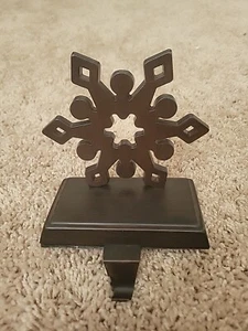 Snowflake Stocking Holder Brown Bronze Tone Metal  Xmas Decor. - Picture 1 of 3