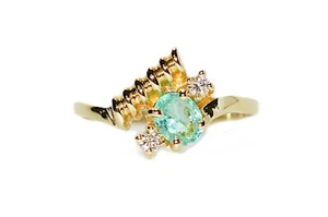 Natürlicher Paraiba Turmalin & Diamant Ring 14K Gold 0,48tcw Vintage Ring Edelstein - Bild 1 von 12