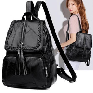 Women Girls Backpack Soft PU Leather Vintage Shoulder Bag Casual Travel Bag UK - Picture 1 of 9