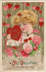 VALENTINSPOSTKARTE, HERAUSGEGEBEN VON WINSCH, KÜNSTLER SAMUEL SCHMUCKER, COPYRIGHT 1910 - Bild 1 von 2