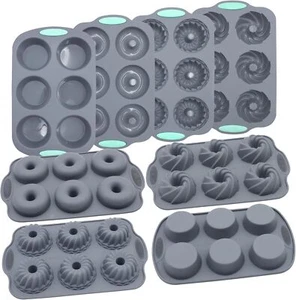 8 Pieces Silicone Donut Pans, Nonstick Silicone Muffin Heat Resistant Kitchen - Picture 1 of 7