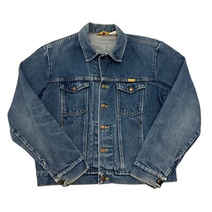 Vintage Rustler Denim Trucker Jacket Blue Mens L Made in USA 79112 100% Cotton - Picture 1 of 11