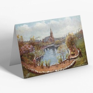 GREETING CARD - Vintage Lancashire - Lake in the Park, Rochdale