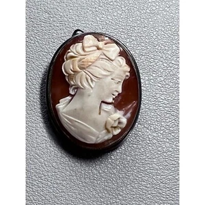 Antique Sterling Silver 800 Carved Cameo Brooch/Pin and Pendant - Picture 1 of 11