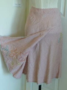 J JILL Boho Lagenlook Leinen Lagenlook Art-to-Wear bestickt Asymtrc Rock~S~4P - Bild 1 von 12