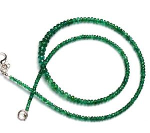 Natural Gem AAA Quality Zambia Emerald 3-6mm Faceted Rondelle Beads Necklace 17"