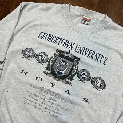 Vintage Georgetown University Crewneck Sweatshirt Gray Adult Size XL Hoyas 90s - Image 1 of 4