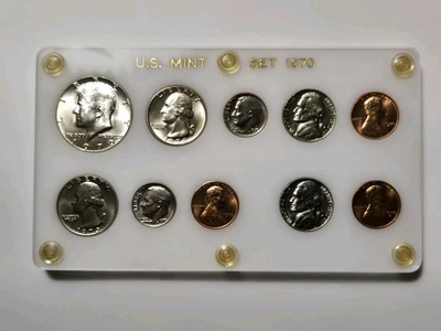 1970 US Mint Unc. CAPITOL HOLDER w/S penny & 40% Kennedy Half Dollar Coin Set  - Image 1 of 4