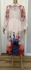 HANAE MORI Shirt Pleated Midi Dress - Picture 1 of 8