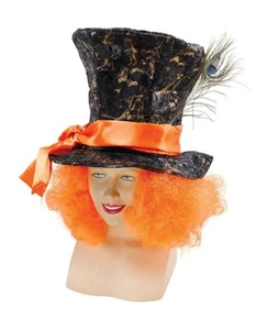Tall Mad Hatter Hat With Hair Alice In Wonderland Theme Fancy Dress - Picture 1 of 1