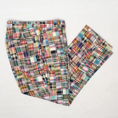 Pantalones J Press Patchwork Madras para Hombres 32x28 Multicolor Pantalones de Algodón a Cuadros EE. UU. Foto 1 de 4
