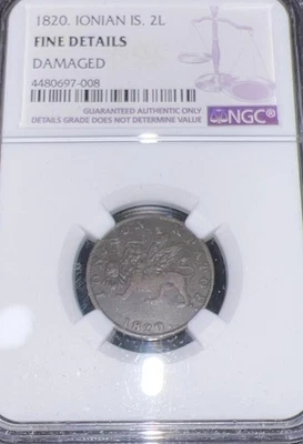 1820 Grecia / Islas Jónicas 2 Lepta NGC Fino  Foto 1 de 3