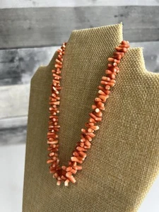 Vintage undyed Sea Coral Necklace 14”, Sterling filigree clasp - Picture 1 of 13