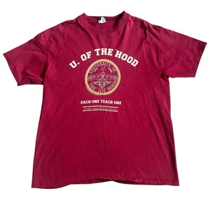 T-shirt uomo vintage University Of The Hood taglia XL rossa anni 90 Ankh NCAA Preppy  - Foto 1 di 11