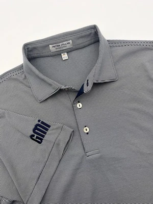 Peter Millar Polo Men's Medium Blue White Stripe Golf Shirt Short Sleeve Stretch - Image 1 of 4